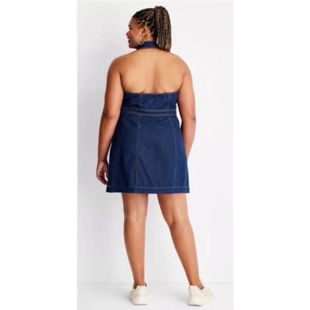 Women's Collared Denim Mini Dress - Future Collective. Blue Size 22. NWT. U - Picture 2 of 10
